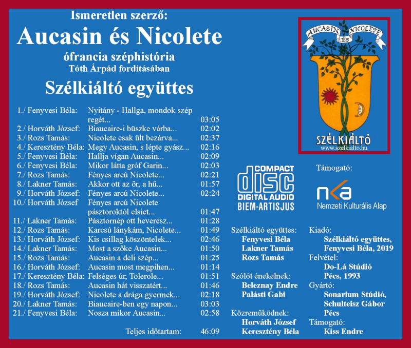 Aucasin és Nicolete CD borító hátlap